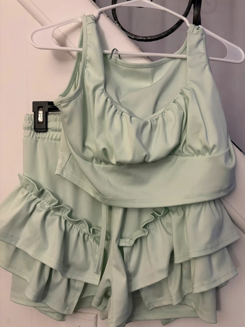 Source Unknown Mint Green Ruffled Women’s Shorts Set
